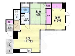 オーキッド山下 2LDKの間取図画像