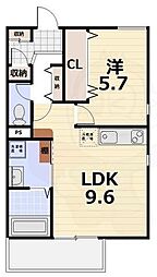 Hygge伏見 1LDKの間取図画像