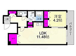 五条・高倉ヴィブレ2 1LDKの間取図画像