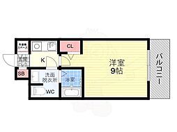 リーガル京都河原町五条 1Kの間取図画像