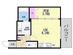 ファーストフィオーレ京都コーヴォ 1LDKの間取図画像