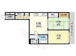 グレースコート堀川 2LDKの間取図画像