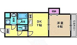 デュ四条 1DKの間取図画像