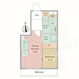 Live Flat京都西院 1DKの間取図画像