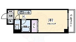 グランタック四条大宮 1Kの間取図画像