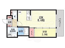 エストゥルース京都2(旧:The Bright Residence 京都東 1LDKの間取図画像