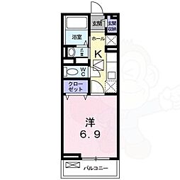 プラシード 1Kの間取図画像