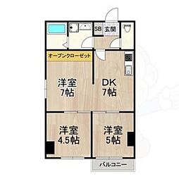 ハウスオブローズ3 2LDKの間取図画像