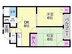 ビエンナハウス 2DKの間取図画像