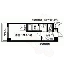 ボヌール伏見 1Kの間取図画像