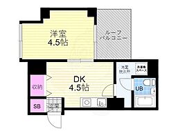 エスポワール西京極 1DKの間取図画像