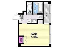 ファインブルーム丹波橋 1Kの間取図画像