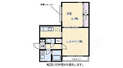 グレードルーフ甚 1DKの間取図画像