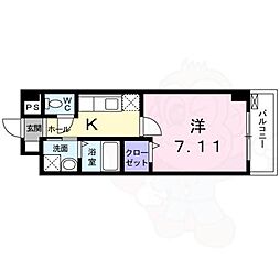 ベリエ太秦 1Kの間取図画像