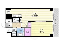 sawarabiparkhouse 1LDKの間取図画像