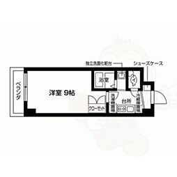 フローライト西院 1Kの間取図画像