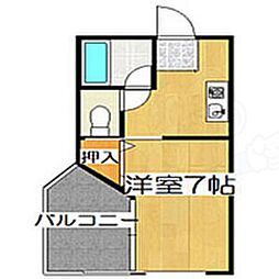 ラフィーネ四条堀川 1Kの間取図画像