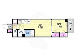 ベラジオレガシー葛野大路八条 1DKの間取図画像