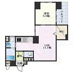 ベラジオ京都烏丸十条 1LDKの間取図画像