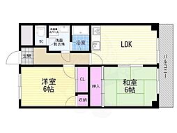 ルシエール川豊 2LDKの間取図画像