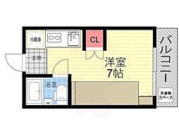 メゾン聖護院 1Kの間取図画像