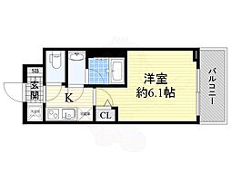エステムコート京都西院 1Kの間取図画像