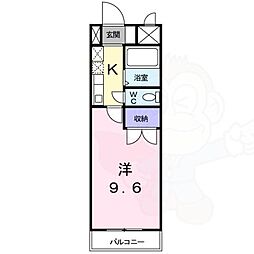 タウンルームキシ 1Kの間取図画像