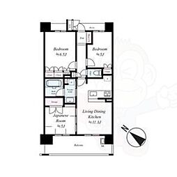 メロディーハイム西大路デュオノワール 3LDKの間取図画像