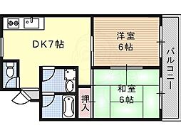 スペイシャス桂 2LDKの間取図画像