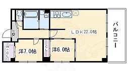 サワラビ御所 2LDKの間取図画像