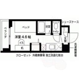 キャンパスヴィレッジ京都一乗寺 ワンルームの間取図画像