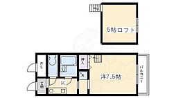 ルサフィール三条 1Kの間取図画像