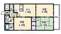 カサグランデ嵯峨野 3DKの間取図画像