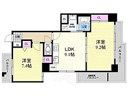 グラシオン西陣 2LDKの間取図画像
