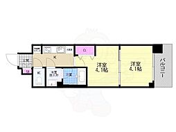 アスヴェル京都西大路SOUTH 1DKの間取図画像