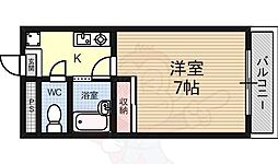 クローバー椥辻 1Kの間取図画像