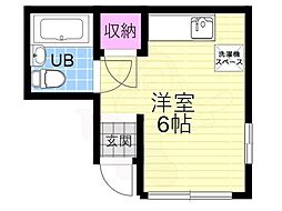 うきたセラーズハウス 1Kの間取図画像