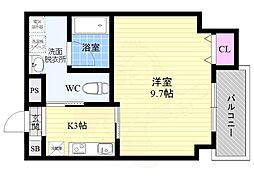 ヴェルデ御所東 1Kの間取図画像