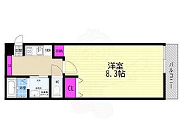 京都市右京区太秦野元町アパート 1Kの間取図画像