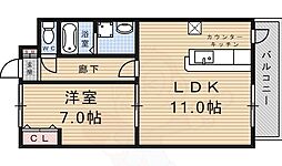 フレーヴァー七瀬川 1LDKの間取図画像