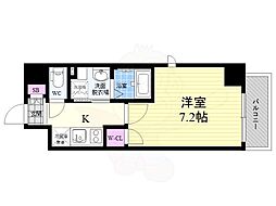 エスカーサ京都四条梅津 1Kの間取図画像