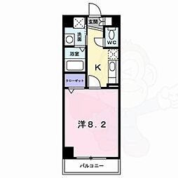 グランツェントA 1Kの間取図画像
