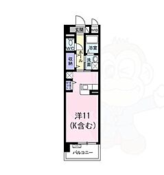 SHICATACHAMBRETTES1 ワンルームの間取図画像