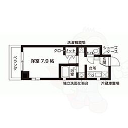 フェイバル二条 1Kの間取図画像