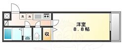 フラッティ堀川北山 1Kの間取図画像