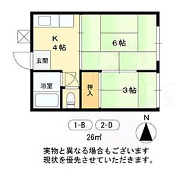 四ノ宮ハイツ 2Kの間取図画像