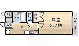 クローバー36 1Kの間取図画像