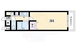 元土御門 1Kの間取図画像