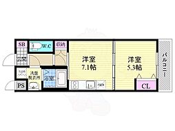 アクール吉祥院 1DKの間取図画像