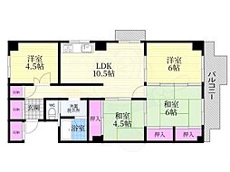 メガロコープ西陣1号棟 4LDKの間取図画像